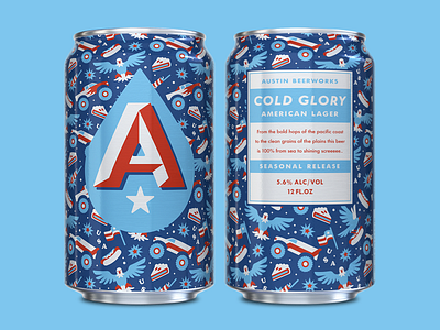 Cold Glory 4th of july america austin beer blue branding can celebration design fire works helms monster trucks packaging party red texas white workshop