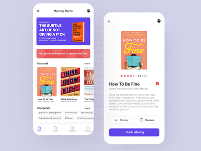 Audiobook App UI Design app audiobook branding design minimal ui ui designer ui designs