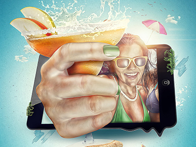 990 advertising beach bikini colors conceptual hotel ipad margarita mexico photomanipulation