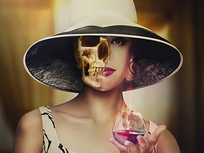 Calabera Dj Bar & Food Zone | Lady advertising bar digitalart dj drink fashion fire lady music photomanipulation poster skull