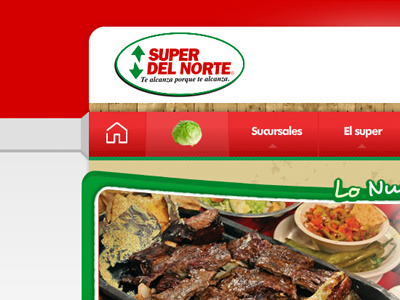 Super del Norte buttons design green interface layout red slide web