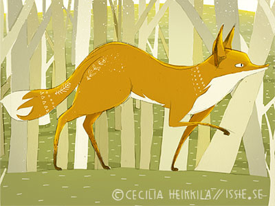 Fox in forest drawing forest fox illustration