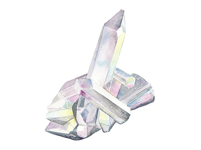 Watercolor rainbow quartz crystal design illustration quartz watercolor