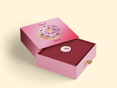 Donut dream box box design boxing brand branding design donut food illustration pastry photoshop puns sweets watercolor