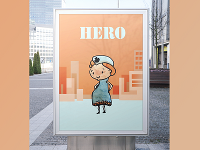 Hero Poster character cutie design hero hero image illustration nurse photoshop thank you watercolor