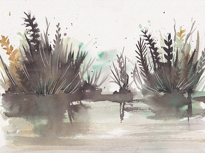 Brush Swamp abstract background design illustration mixed media watercolor