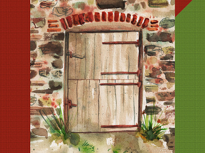 Watercolor door - before the intensive drills background design illustration watercolor