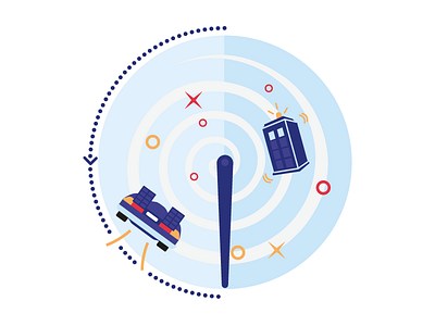 Time Warp bbc design dr who flat vector