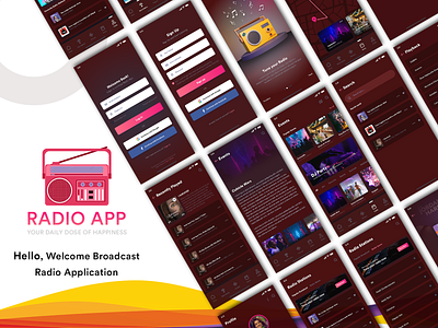 Podcast App ( Radio app ) app app design app designer app ui design illustration mobile app mobile app design mobile ui podecast app radio app ui ux