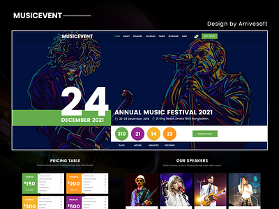 Music Event Website animation app app design branding design graphic design illustration logo mobile app ui ux w website website design xd design