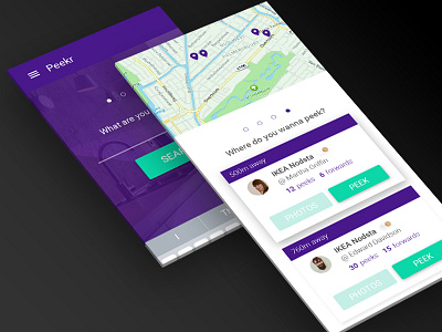 Peekr app ikea iphone material design mobile purple ui ux