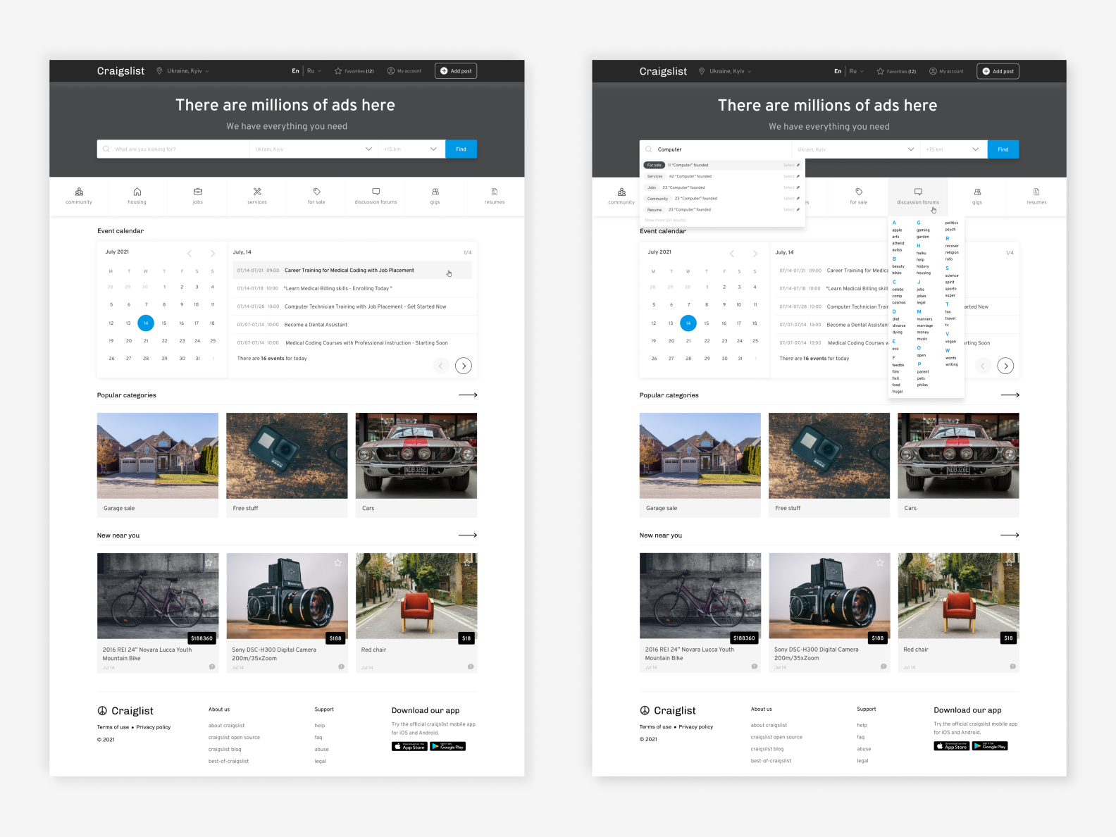 Craigslist redesign by Yuliya Papushoi on Dribbble