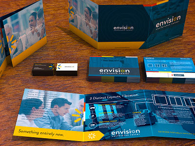 Envision Print Material 3d brochure business card info card mockup print tri fold
