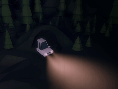 Halloween Night 3d animation c4d car drive forest low poly night