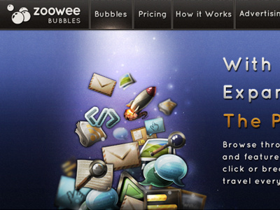 Zoowee Bubbles icons menu nav page