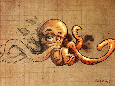 Virus ink octopus sketch super secret virus