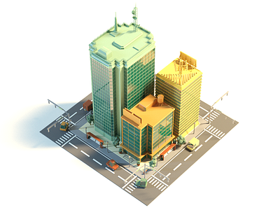 Style Exploration Continued 3d atlantic building c4d city explore low poly microsoft octane skyscraper style