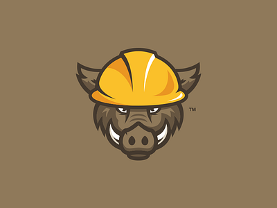 Hog Logo branding brown construction hog logo yellow