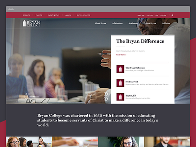 Bryan College Website academic bryan college homepage layout ui ux website