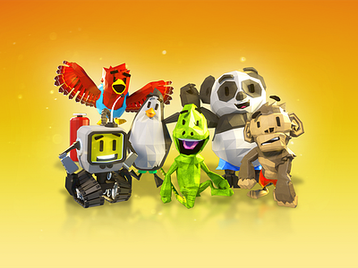 FBI SOS Characters 3d bird lizard lowpoly monkey panda penguin robot