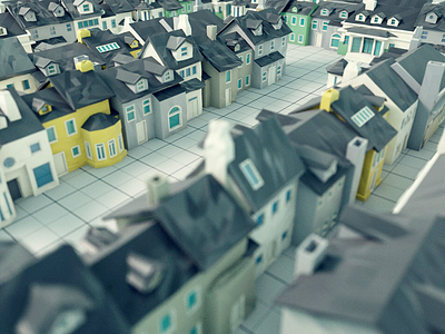 Houses 3d houses lowpoly neighborhood