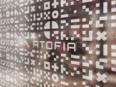 Atofia Window Signage atofia branding data logo patterns shapes