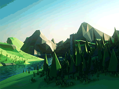 Fjord Low Poly Landscape - Pan 3d c4d carbon scatter fjord low poly sea trees water