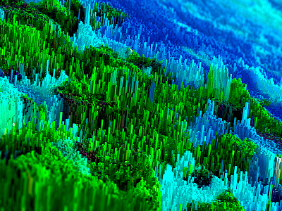 Hairy Population 3d abstract blue c4d exploration green hair