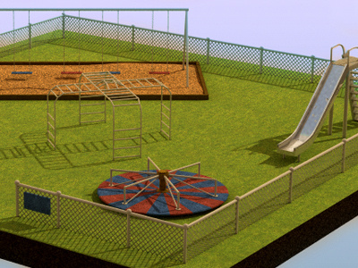Playground Icon 3d fence icon playground slide swings unused