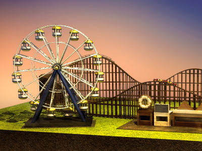 Fun Stuff 3d amusement park c4d carnival cinema 4d donut ferris wheel icon rollercoaster track