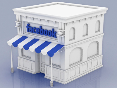Facebook Store Icon 3d blue building c4d facebook icon store white