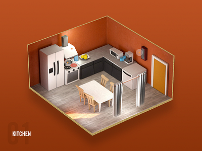 Servpro Prep Game - Kitchen 3d cinema4d hazard house interactive kitchen low poly servpro threejs