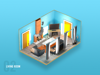 Servpro Prep Game - Living Room 3d animation building c4d cinema4d city house low poly threejs ui ux website