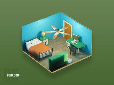 Servpro Prep Game - Bedroom 2 3d animation building c4d cinema4d city design low poly render threejs ui ux website