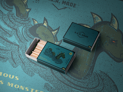 Nessy Matchbox illustration loch ness monster matchbox mockup monster nessy retro texture vector vintage