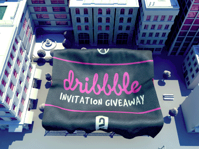 The Great Dribbble Invitation Giveaway!! 3d animation baller basketball buildings c4d city court dribbble gif giveaway invite keyframe shoot shot