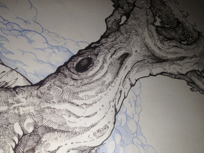 Tree Sketch (Progress) drawing pen pencil sketch sky tree trunk