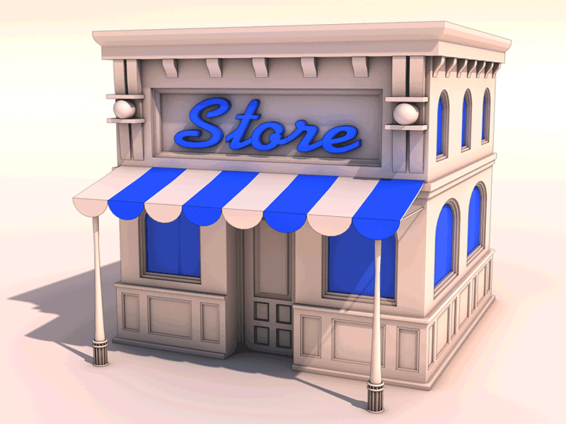 Animated GIF - Store Build 3d animated animation building c4d gif render store