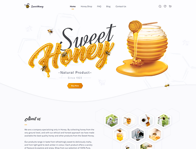 Sweet Honey beautiful design honey illustration landing logo site ui ux web white yellow