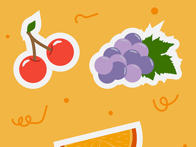 Summer fruits stickers concept