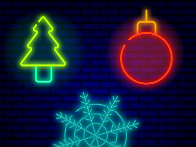 new year neon icons billboard