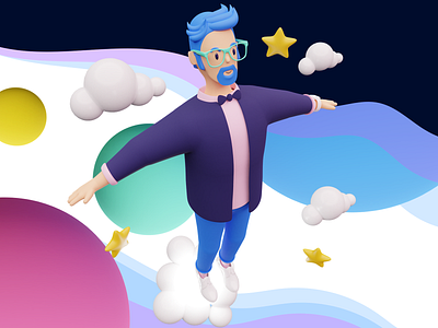 Atomx 3D Illustrations / Flying Man #1 3d app atomxdesign illustration ui web