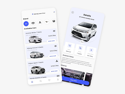 Car Rent App - Simple Design car car rent graphic design indonesia mobile app otomotif simple design ui ux