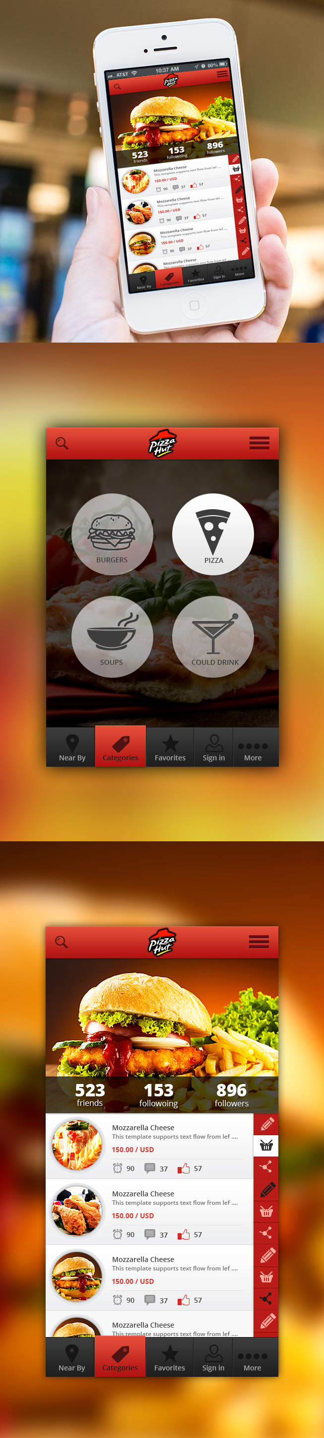 Pizza Hut Iphone Application by M Afzal on Dribbble