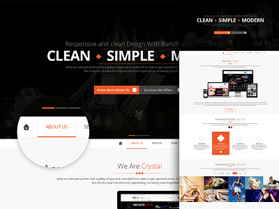 We are Crystal cart gridview icons interface mockup one page webesite psd responsive template ui ux web interface