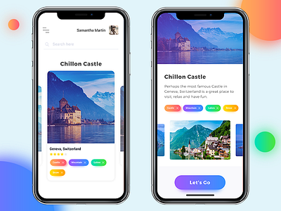 Travel app design concept for iPhone X
