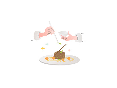 plating chef cooking decoration design dining dish food illustration plating steak