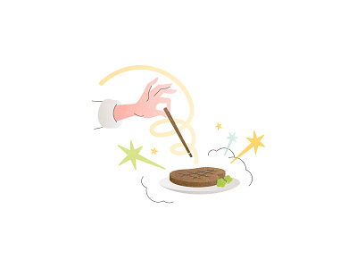 magician chef cooking design food illustration magic magician meat plating spell