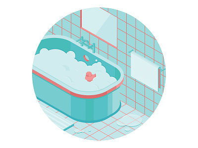 bathroom bathroom bathtub bubbles design graphic design illustration isometric room rubber duck
