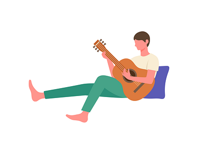 playing guitar guitar hobby illustration men play relax relaxing
